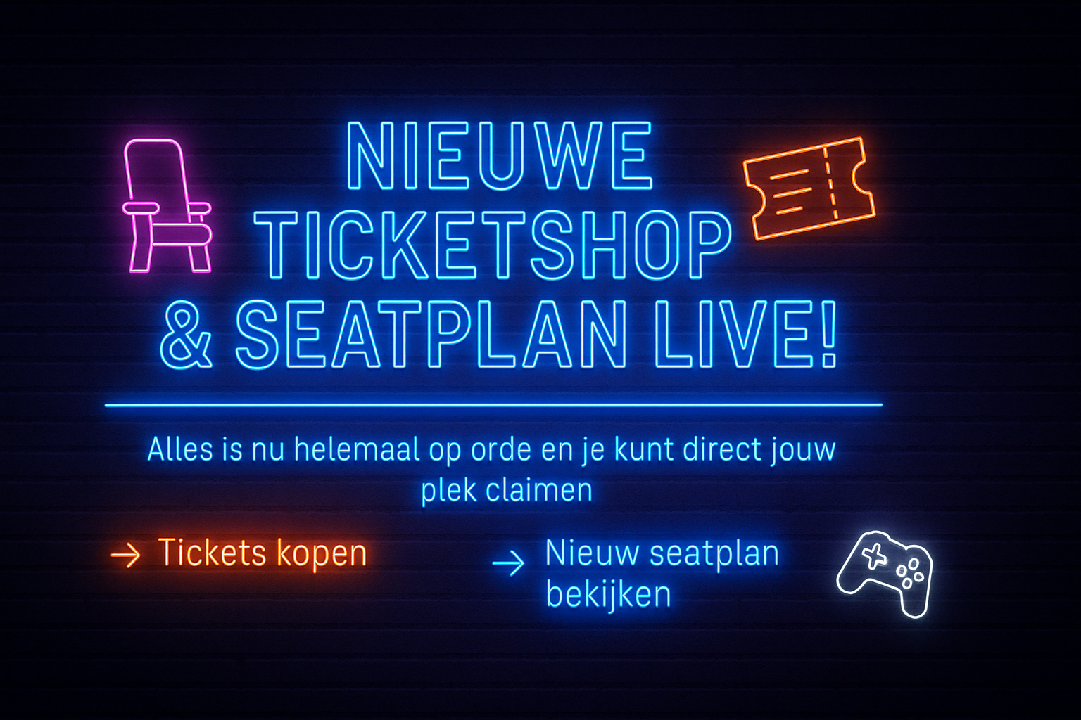 UPDATE: Nieuwe seatplan en ticketshop live!