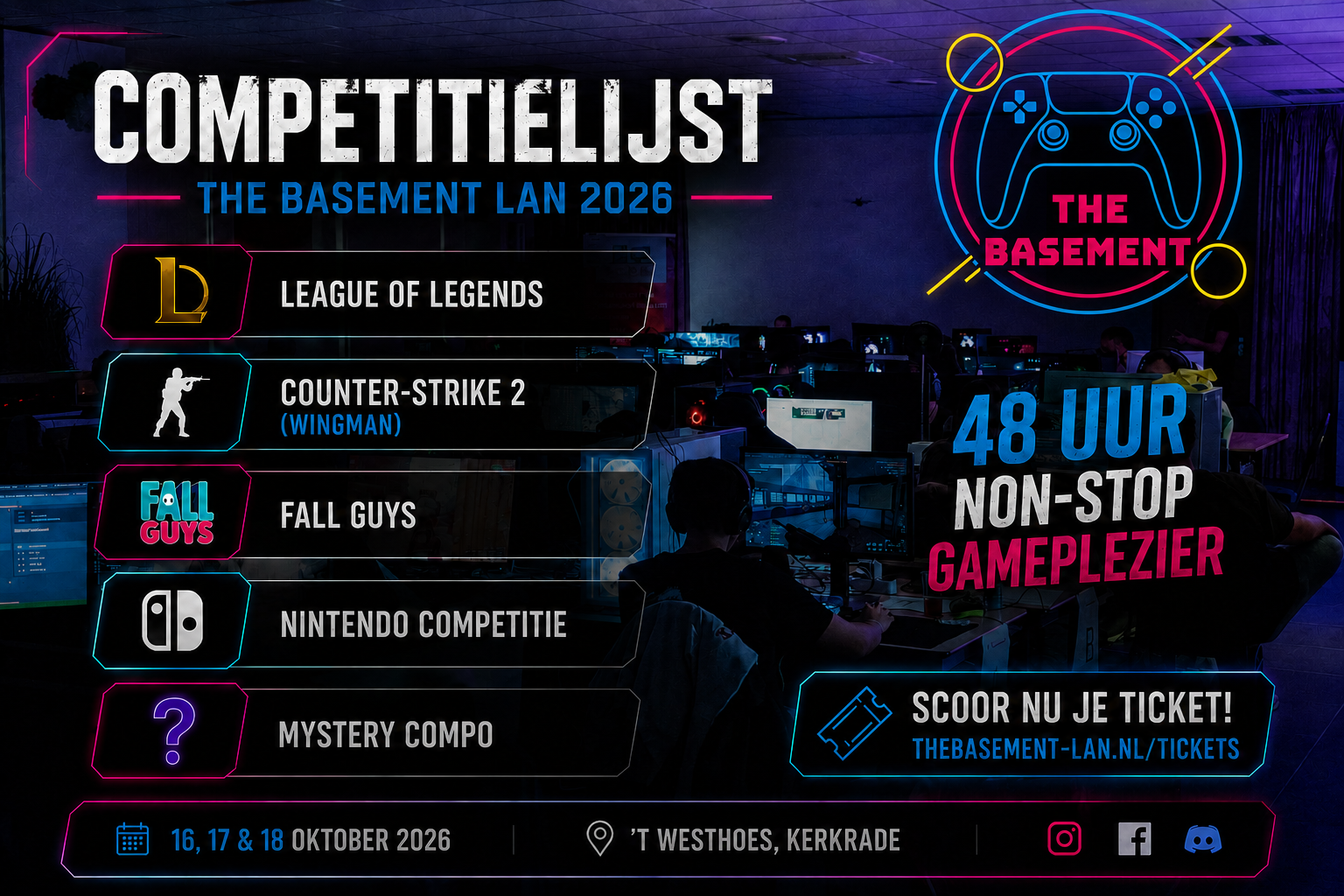 Competitielijst The Basement LAN 2026 officieel bekend!